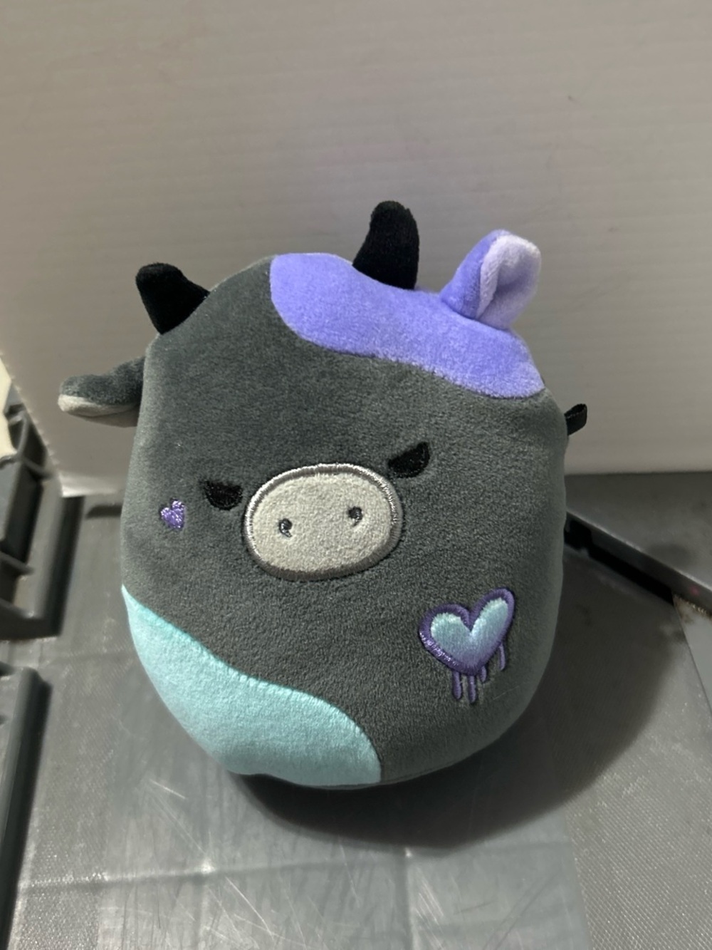 Squishmallows Gray Purple Teal Cow Plush